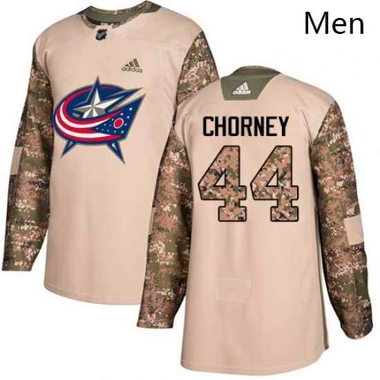 Mens Adidas Columbus Blue Jackets 44 Taylor Chorney Authentic Camo Veterans Day Practice NHL Jersey